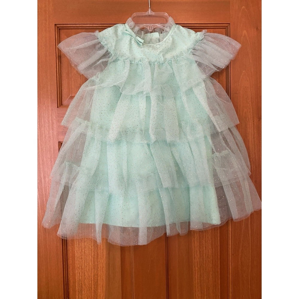 NWOT Janie and Jack Disney Tiana Glitter Tulle Dress size 4 Girls Green Fancy
